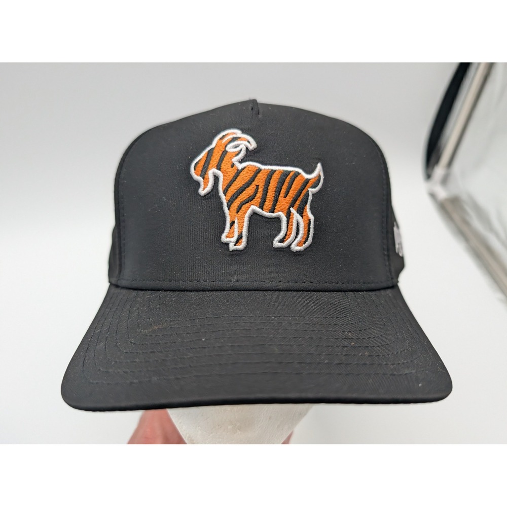 Waggle Golf Tiger Stripe Goat Snapback Hat Black Perforated Performance Cap